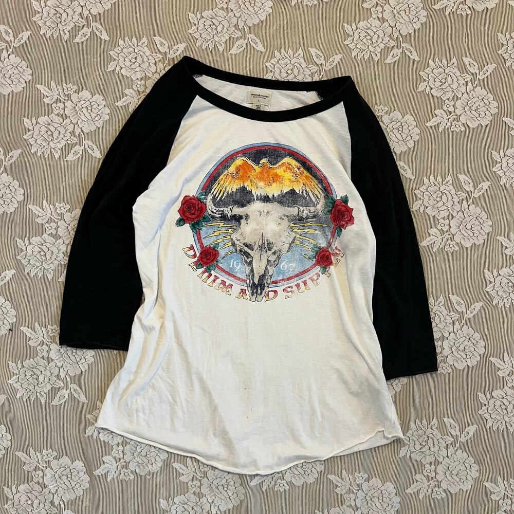 Denim & Supply Ralph Lauren Skull Eagle Baseball Tee Size L